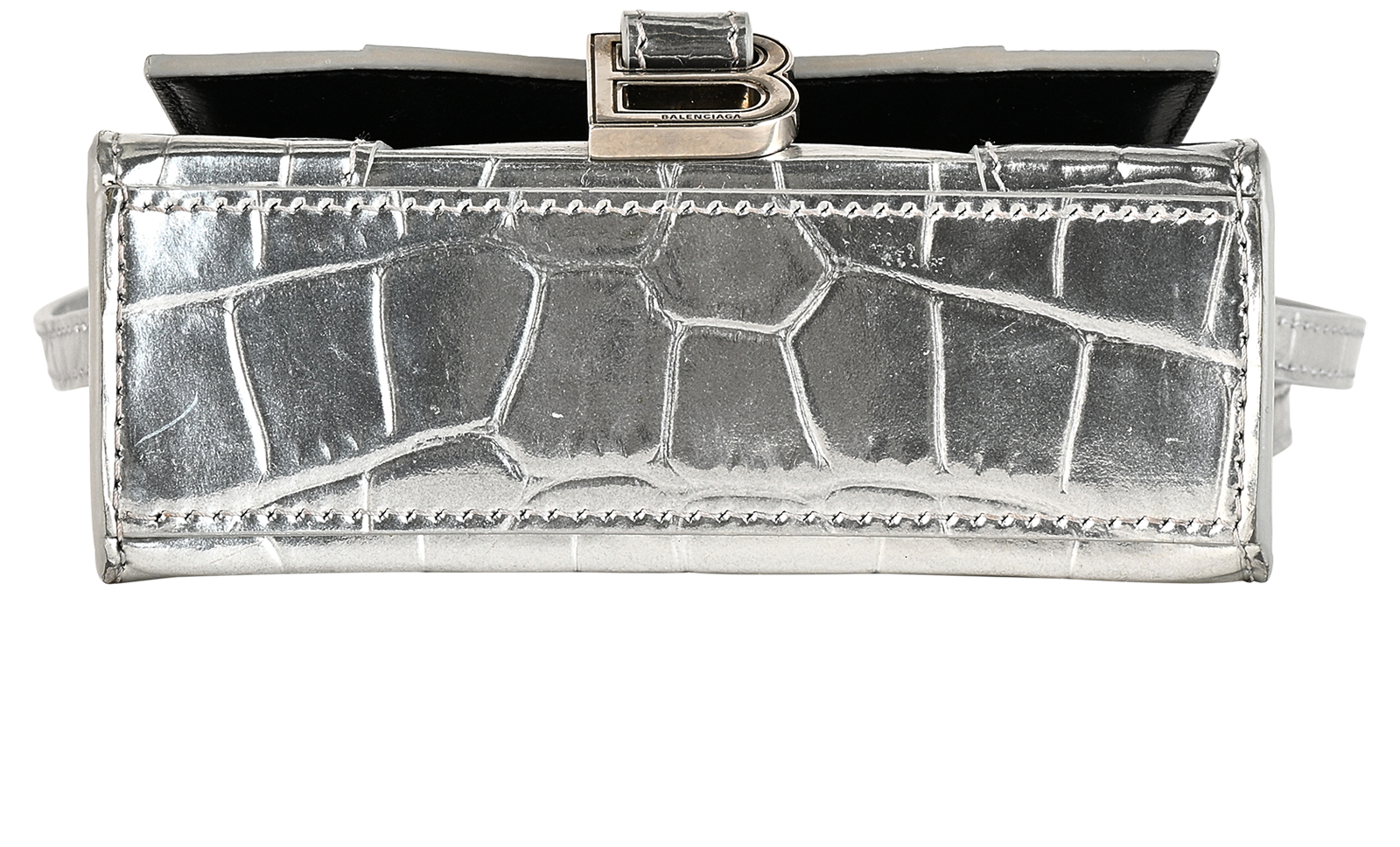 Mini Hourglass, &pound;375, Handbags, Silver, Leather, Top view